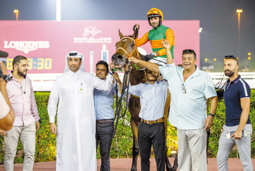 The connection of Al Shomos pose following  the Al Hamla Cup victory.  PIC: Juhaim/QREC 