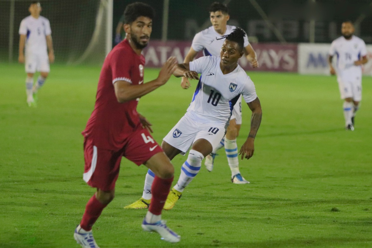 Action during the friendly match between Qatar and Nicaragua. PIC: Fenifut Nicaragua