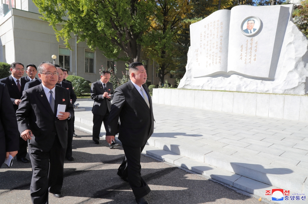 North Korean leader Kim Jong-un visits the Central Officers School of the ruling Workers' Party in Pyongyang, North Korea, in this undated photo released on October 18, 2022 by North Korea's Korean Central News Agency (KCNA). KCNA via REUTERS