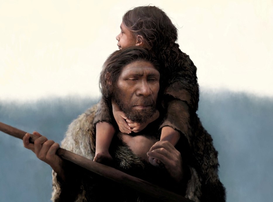 A reconstruction of a Neanderthal father and his daughter is seen in this undated handout photo provided by the Max Planck Institute for Evolutionary Anthropology in Leipzig, Germany. (Tom Bjorklund/Max Planck Institute for Evolutionary Anthropology/Handout via REUTERS)