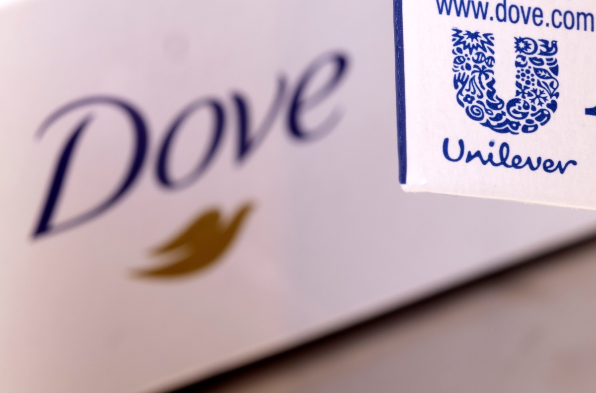 Unilever logo is seen on a Dove soap box in this illustration taken on January 17, 2022. File Photo / Reuters
