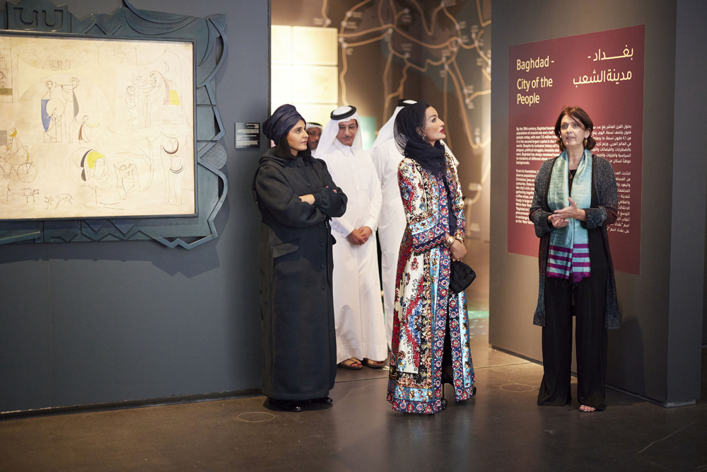 Chairperson of Qatar Foundation H H Sheikha Moza bint Nasser and Chairperson of Qatar Museums H E Sheikha Al Mayassa bint Hamad bin Khalifa Al Thani at the Baghdad: Eye’s Delight exhibition at MIA.