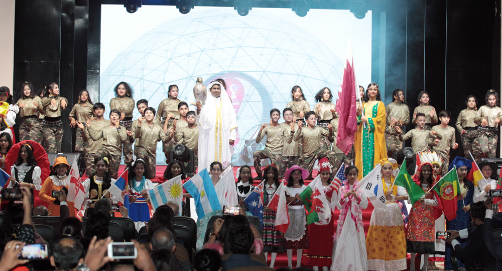 BPS students performing “Hayya Hayya - Journey of FIFA on a Football Carpet”. PIC: Salim Matramkot/The Peninsula