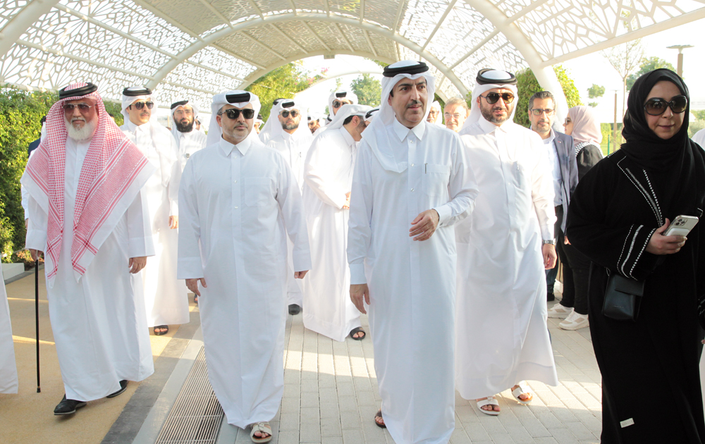 The Minister of Municipality H E Dr. Abdullah bin Abdulaziz bin Turki Al Subaie (front second left), with officials at Umm Al Seneem Park. PIC: Salim Matramkot/The Peninsula