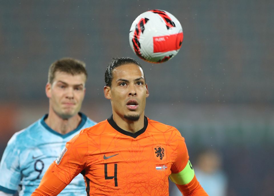 Netherlands' Virgil van Dijk in action during the Group G World Cup qualifiers match against Norway at the Feyenoord Stadium, Rotterdam, Netherlands, on November 16, 2021. REUTERS/Pascal Rossignol