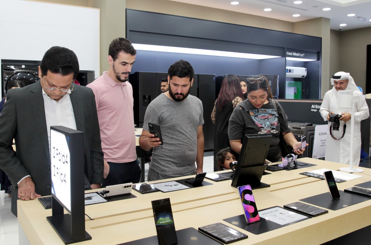 People checking various models of Samsung products. Pic: Salim Matramkot/ The Peninsula