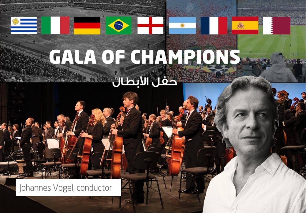 Conductor Johannes Vogel in a poster for the “Gala of Champions” concert.