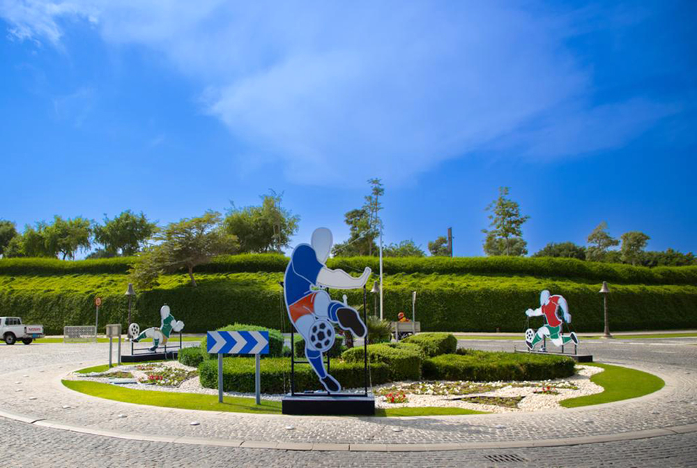 World Cup installations have been set up across the Cultural Village Foundation's public spaces.