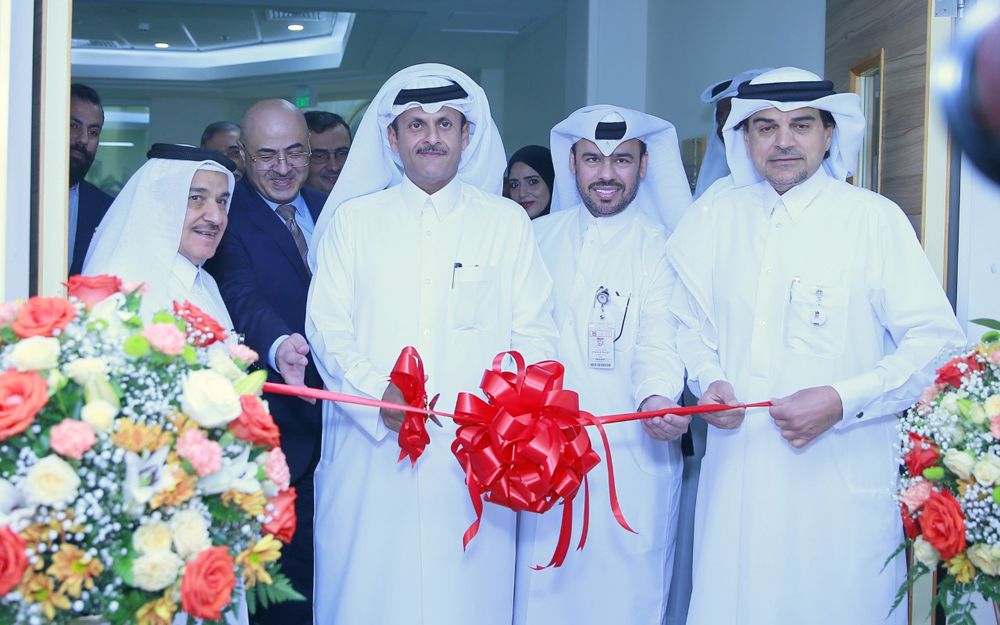 Chairman of the Board of Directors of the Medical Care Group, Sheikh Abdullah bin Thani Al Thani with  senior members of the Al- Ahli Hospital during the inauguration ceremony. PICS: RAJAN VADAKKEMURIYIL