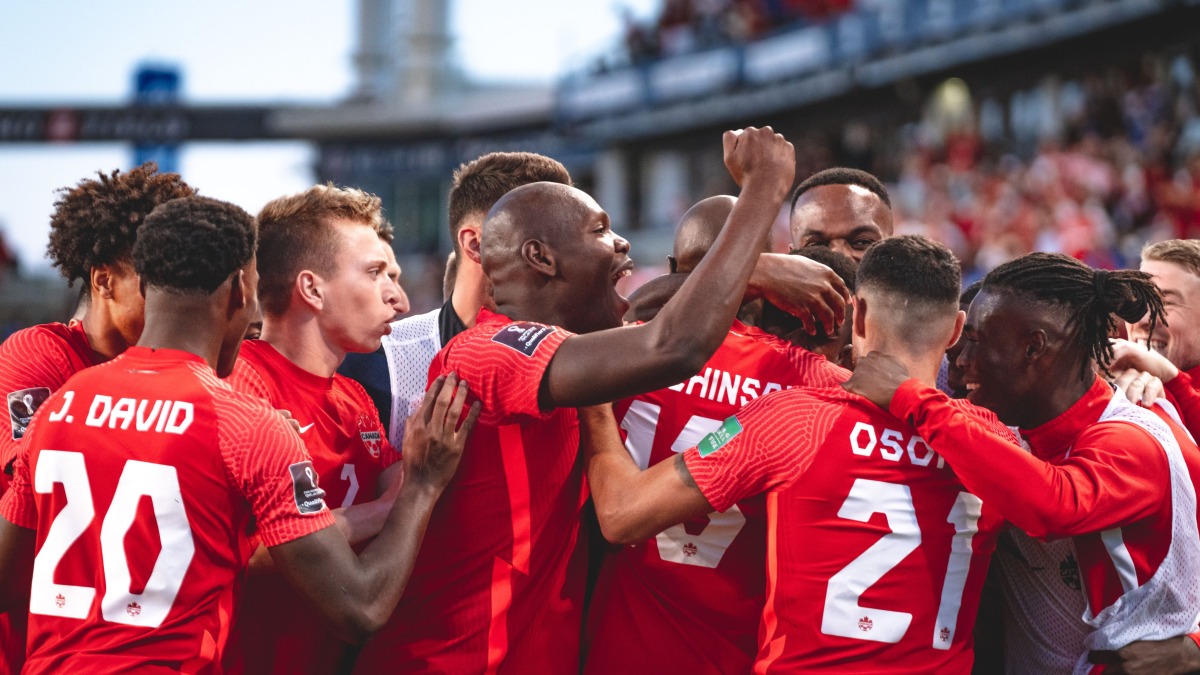 A file photo of the Canadian team celebrating a goal during a CONCACAF qualifier for the FIFA World Cup Qatar 2022. PIC: Canada Soccer @twitter