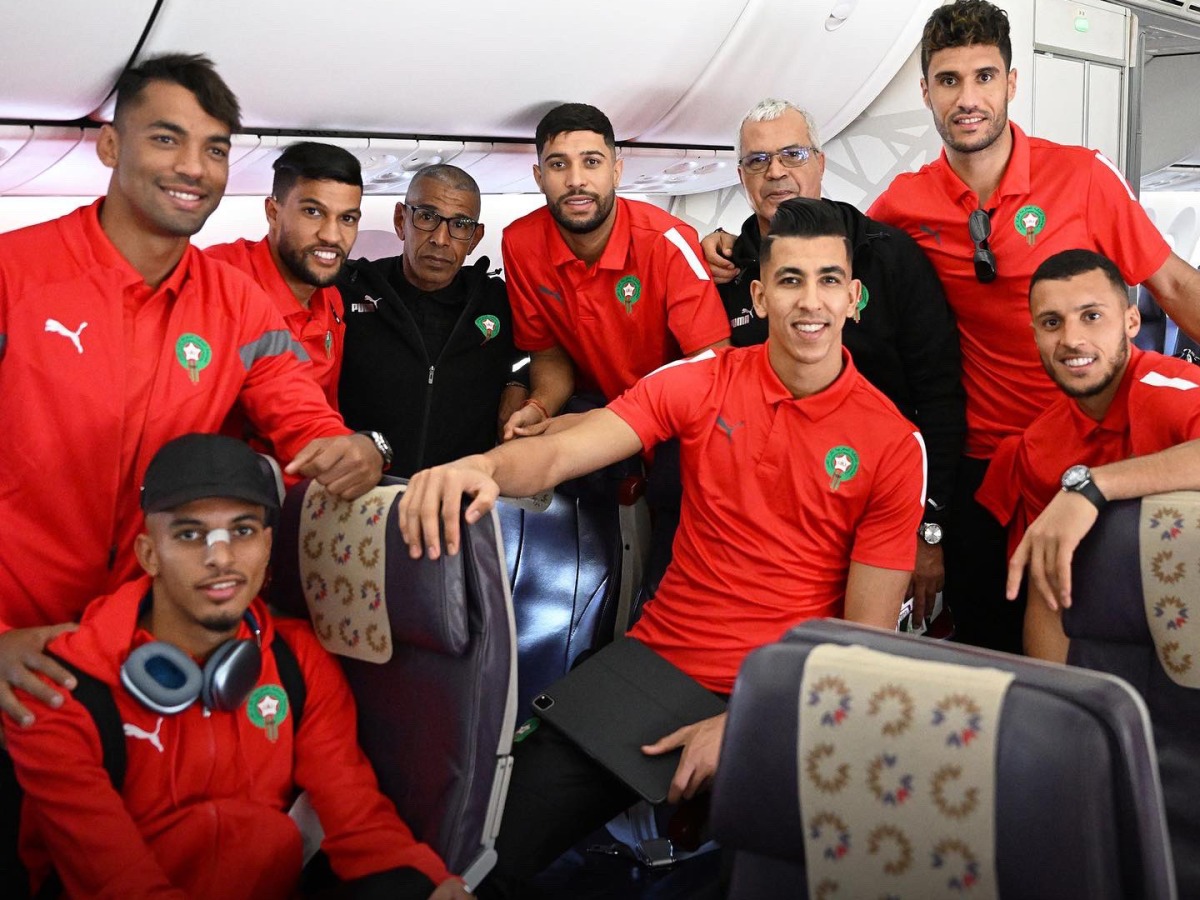 Players and officials of the Morrocan national team head to Qatar for the FIFA World Cup 2022. PIC: Équipe du Maroc @TWITTER 