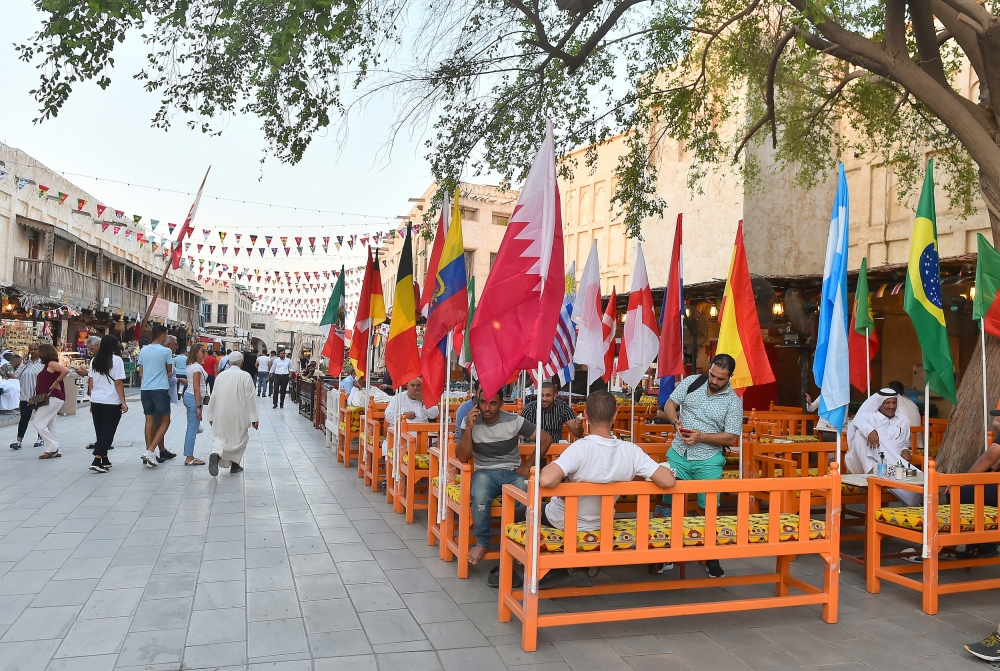 Souq Waqif has been decorated with 32 flags of nations competing for the World Cup trophy. PIC: Abdul Basit