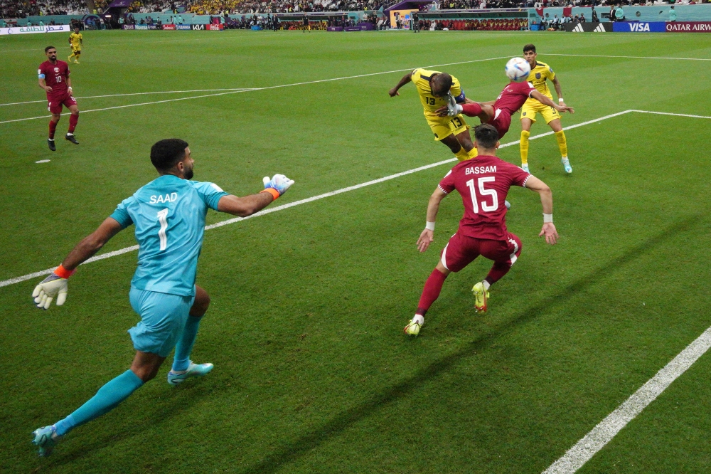 Ecuador's Enner Valencia scores their first goal that was later disallowed Pool via REUTERS/Lars Baron
