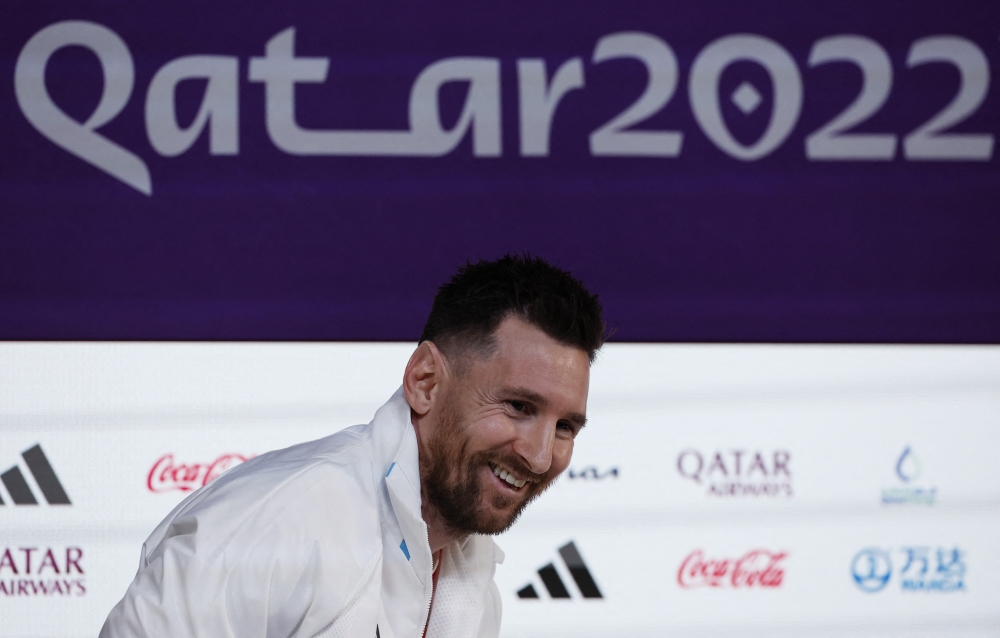 Argentina's Lionel Messi during a press conference at the Main Media Center, Doha, Qatar, November 21, 2022. (REUTERS/Albert Gea)