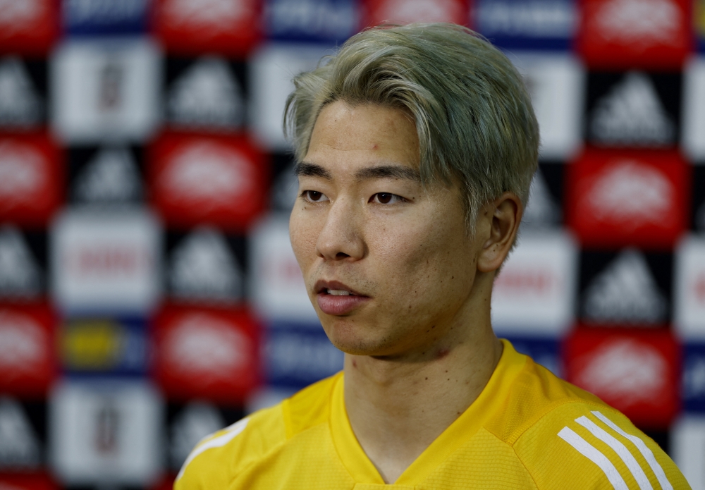 Japan's Takuma Asano during the FIFA World Cup Qatar 2022 press conference at the Al Sadd SC New Training Facilities 1, Doha, on November 21, 2022.   REUTERS/Issei Kato