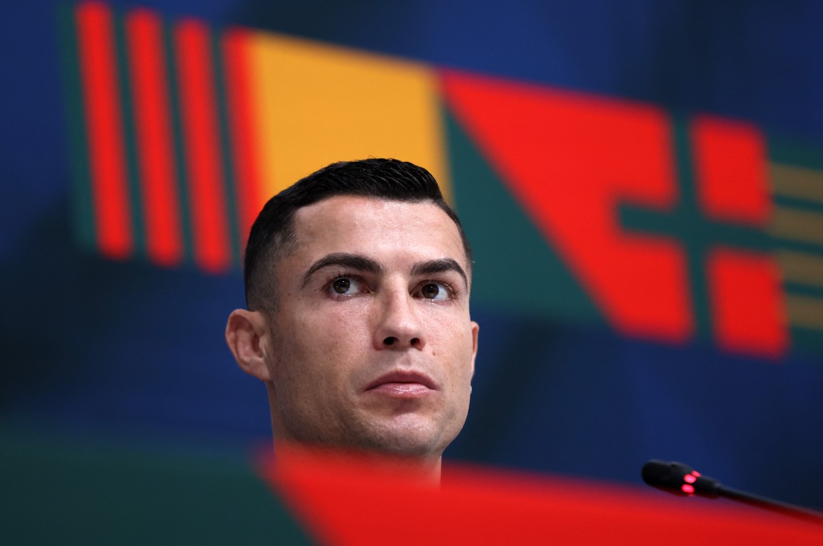 Portugal’s Cristiano Ronaldo during the press conference. REUTERS