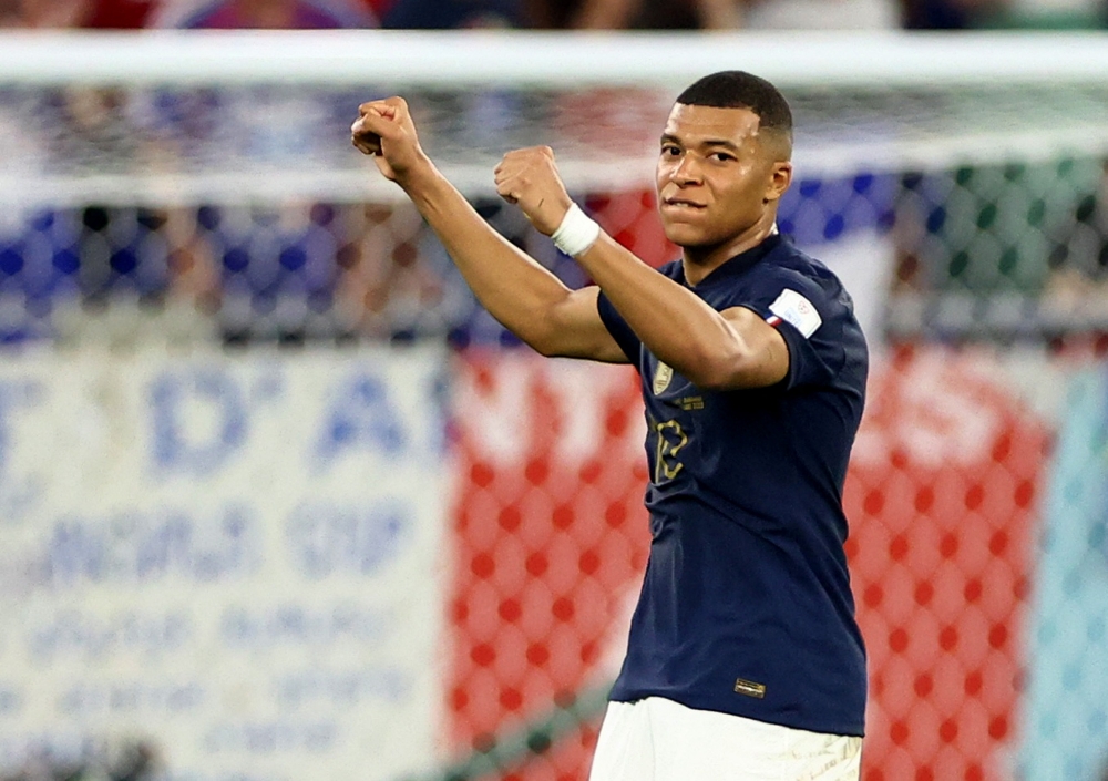 France's Kylian Mbappe celebrates after the FIFA World Cup Qatar 2022 Group D match against Denmark at Stadium 974, Doha, Qatar, on November 26, 2022.  REUTERS/Hannah Mckay