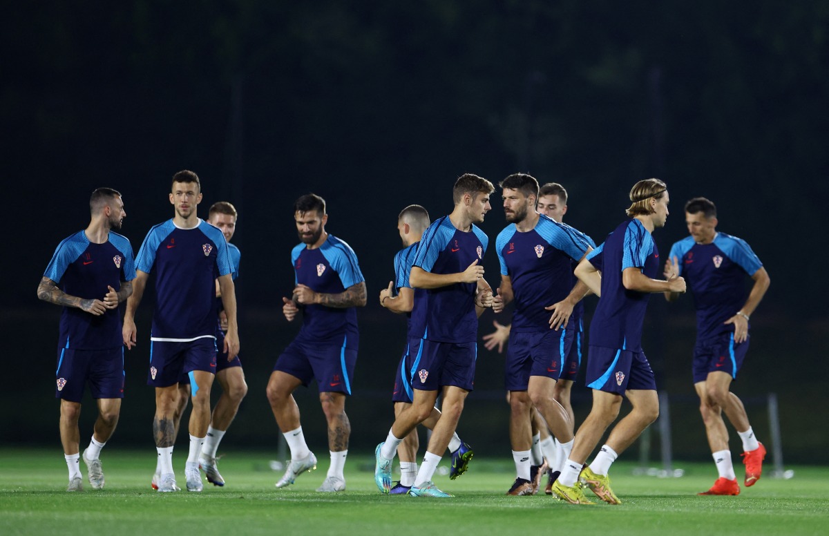 Croatian players during a training session ahead of their match against Canada. REUTERS