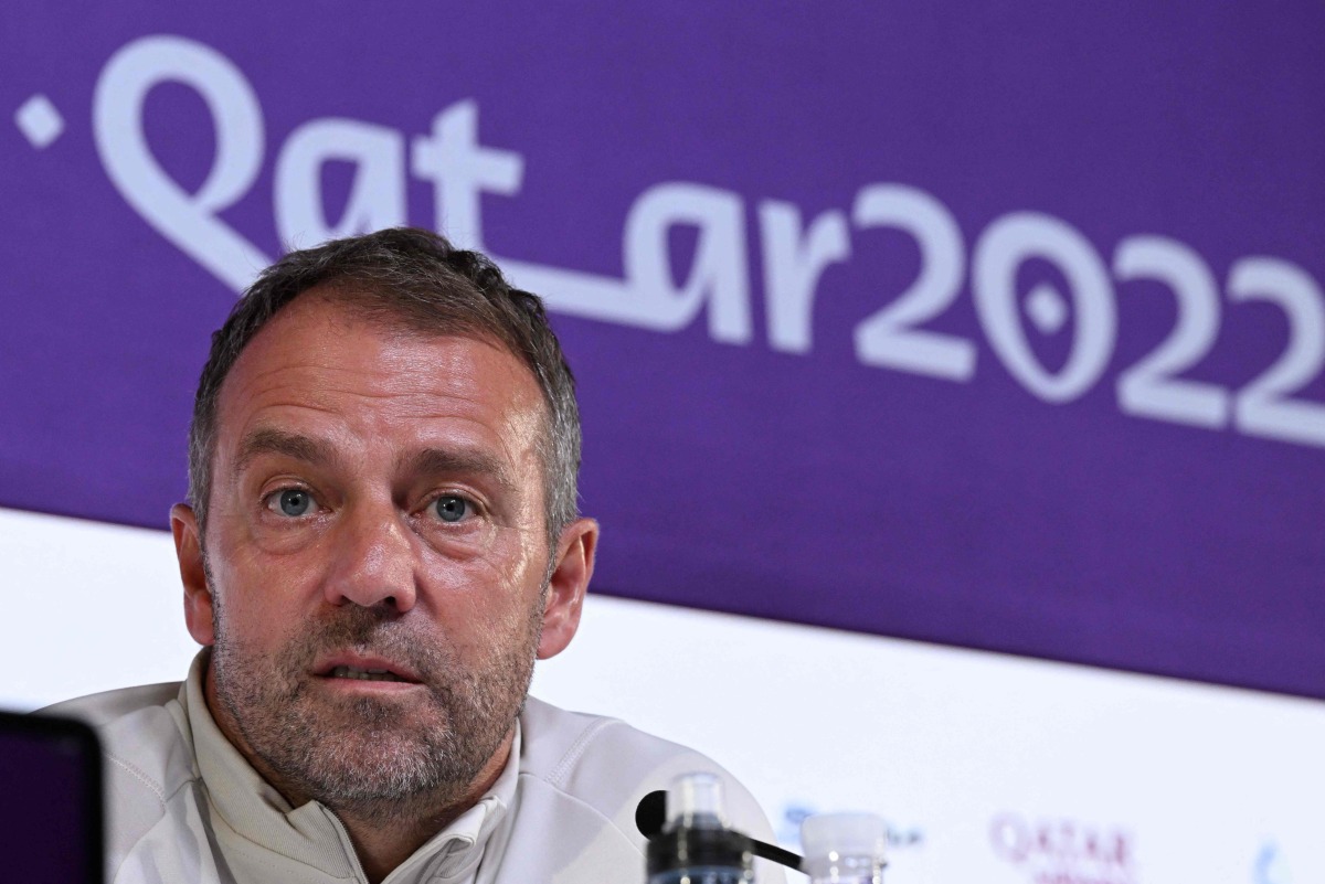 Germany’s coach Hans-Dieter Flick attends a press conference at the Qatar National Convention Centre, yesterday. AFP