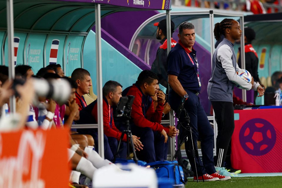 Costa Rica coach Luis Fernando Suarez reacts during the FIFA World Cup Qatar 2022 Group E match against Spain at the  Al Thumama Stadium, Doha, Qatar, on November 23, 2022. REUTERS/Hannah Mckay.