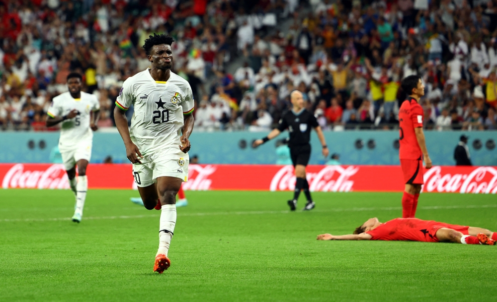 Ghana's Mohammed Kudus celebrates scoring their third goal during the FIFA World Cup Qatar 2022 Group H match against South Korea at the Education City Stadium, Al Rayyan, Qatar, on November 28, 2022. REUTERS/Molly Darlington 