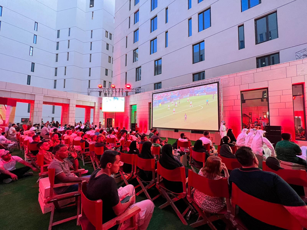 People during a cultural programme at Msheireb Downtown Doha.