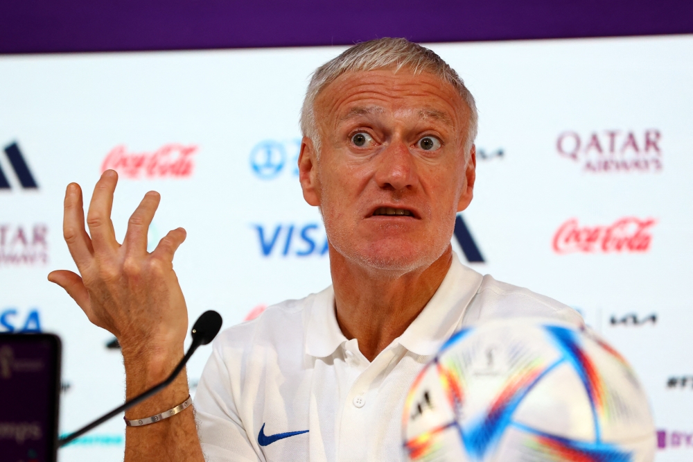 November 29, 2022 France coach Didier Deschamps during the press conference REUTERS/Gareth Bumstead