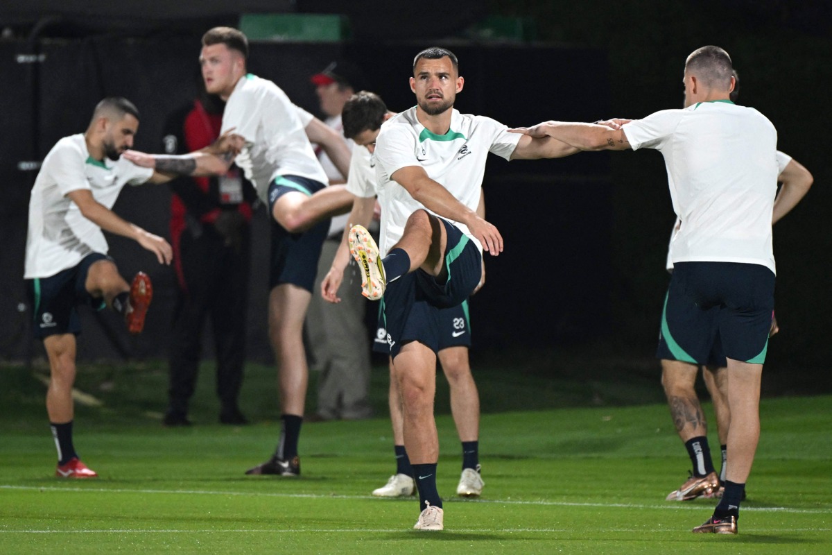 Australia players in action during a training session at the Aspire Zone. AFP