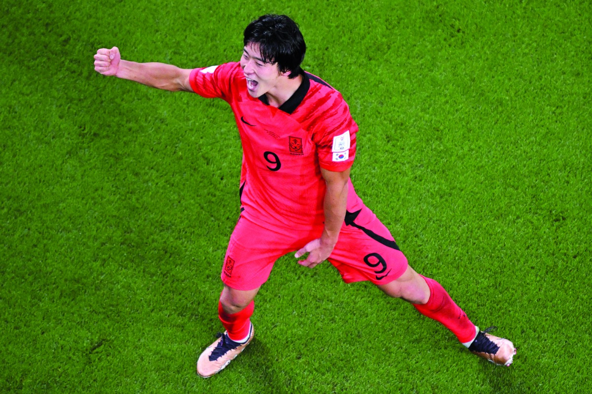 South Korea’s forward Cho Gue-sung celebrates after scoring his team’s second goal during match against Ghana. 