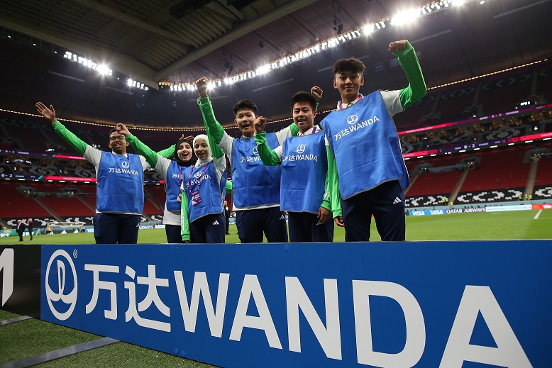 The selected youngsters inside the stadium.