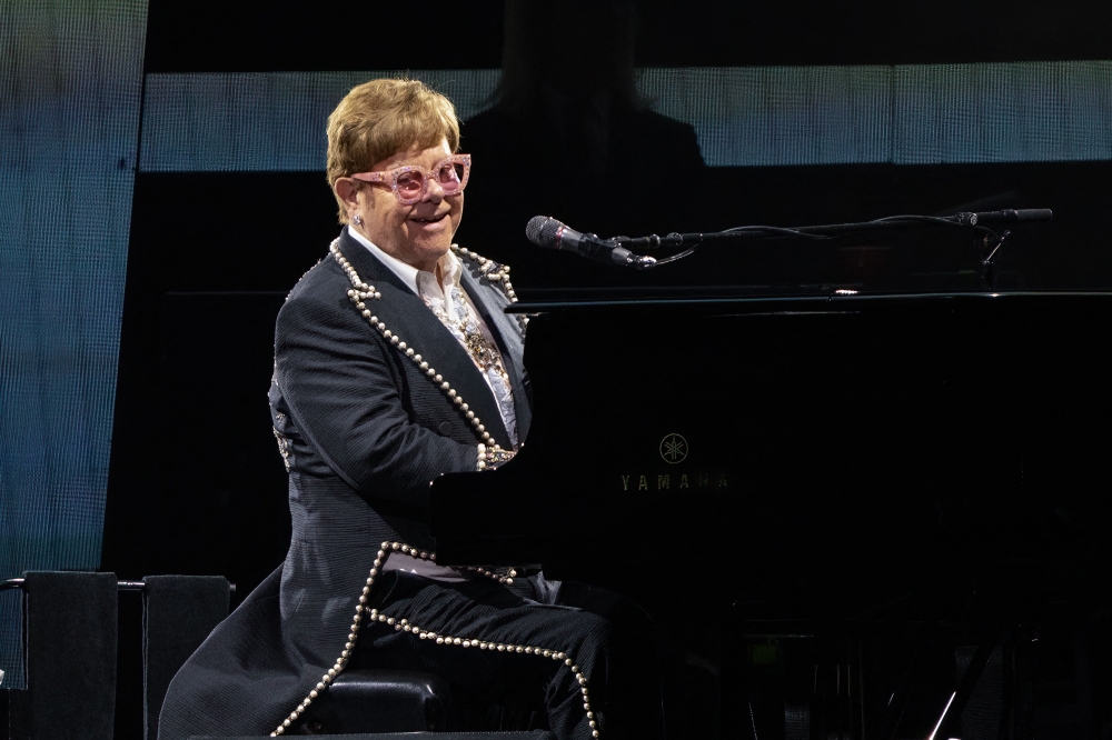 In this file photo taken on October 29, 2022 British musician Elton John performs onstage during the 