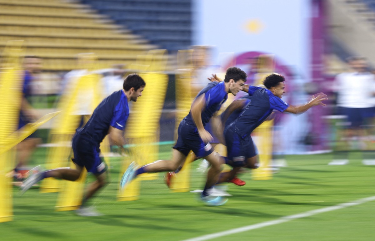 US players during training. Reuters