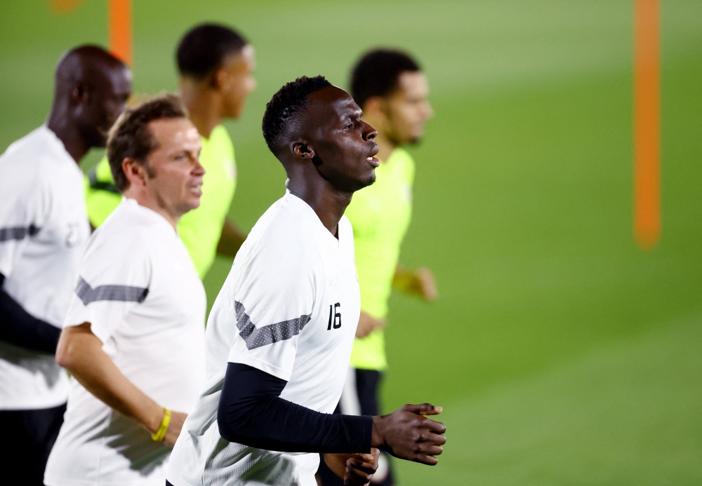 Senegal's Edouard Mendy during training at the  Al Duhail Sports Club 2, Doha, Qatar, on  December 3, 2022.  REUTERS/Hannah Mckay