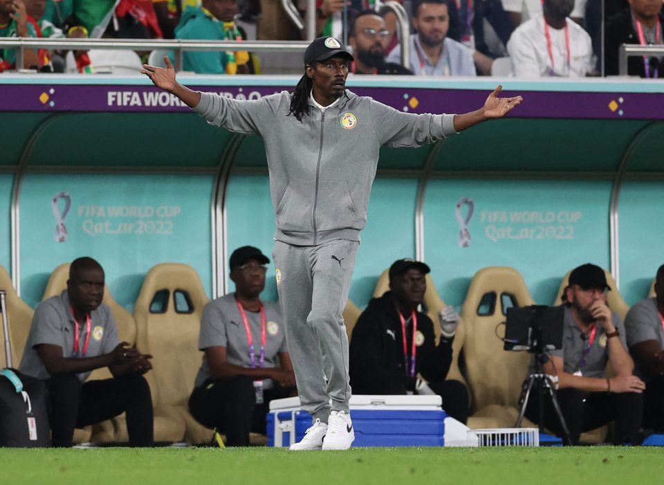 Senegal coach Aliou Cisse reacts during the FIFA World Cup Qatar 2022 Group A match against Qatar at the  Al Thumama Stadium, Doha, Qatar, on November 25, 2022. REUTERS/Amr Abdallah Dalsh