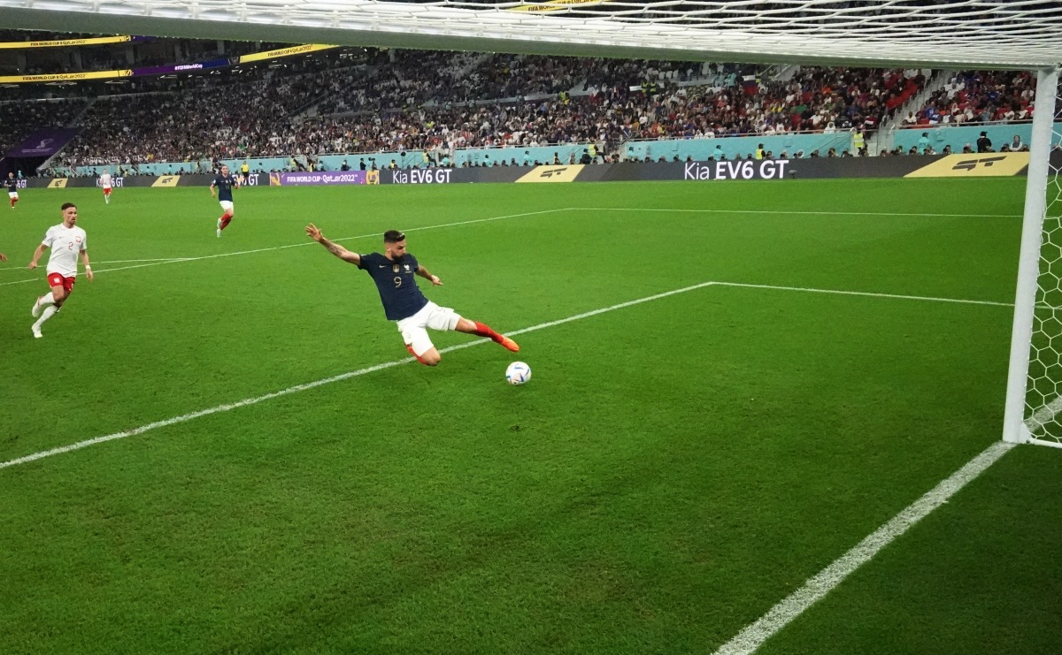 France’s Olivier Giroud in action against Poland. Reuters