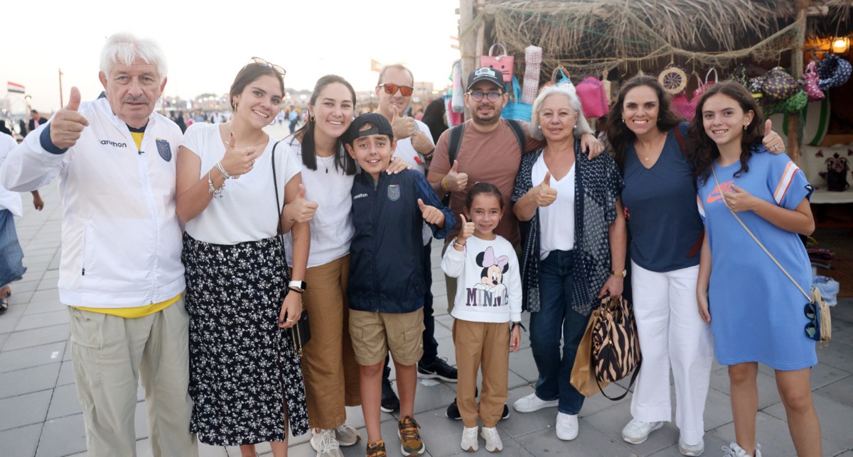 Football fans visiting Katara.