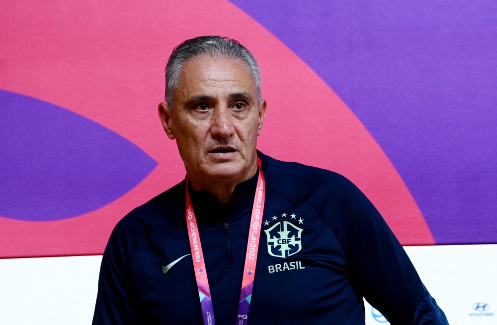 Brazil coach Tite during the FIFA World Cup Qatar 2022  Brazil Press Conference at the Main Media Center, Doha, Qatar, on December 8, 2022.  REUTERS/Annegret Hilse