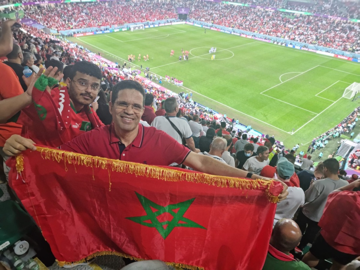 Moroccan fan Abdallah Mchanna during the match.