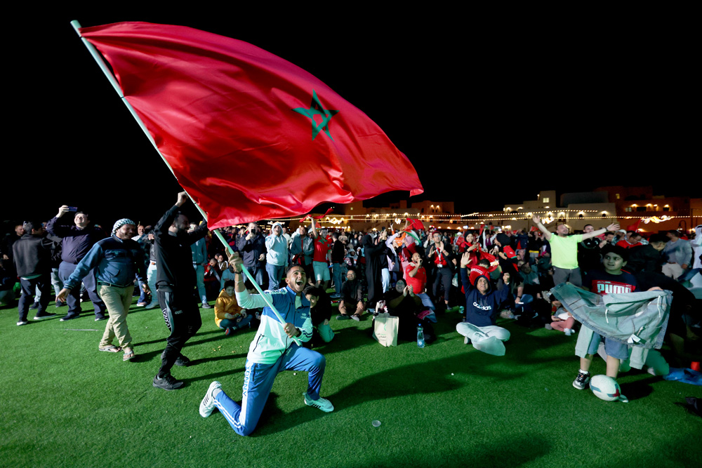 Morocco fans watch the World Cup quarter-final match between Morocco and Portugal in Doha on Saturday. PIC: Mohamed Farag