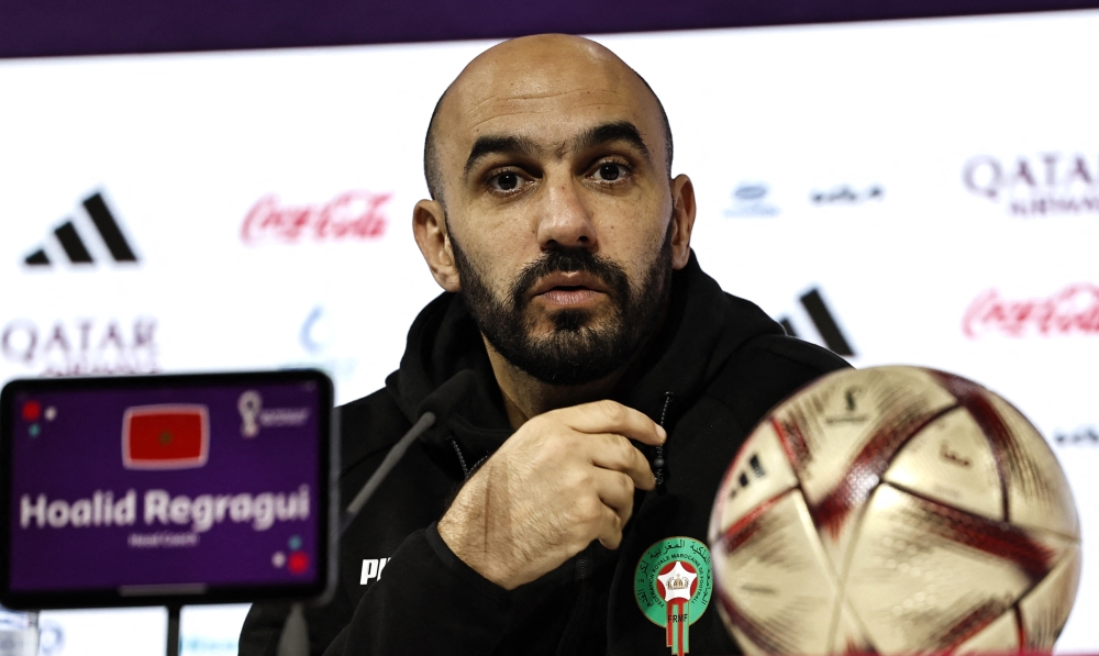 December 13, 2022 Morocco coach Walid Regragui during the press conference REUTERS/Hamad I Mohammed