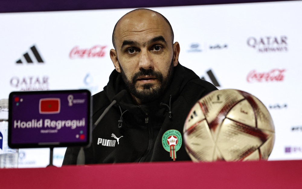 Morocco coach Walid Regragui during a press conference at the Main Media Center, Doha, Qatar on December 13, 2022. REUTERS/Hamad I Mohammed