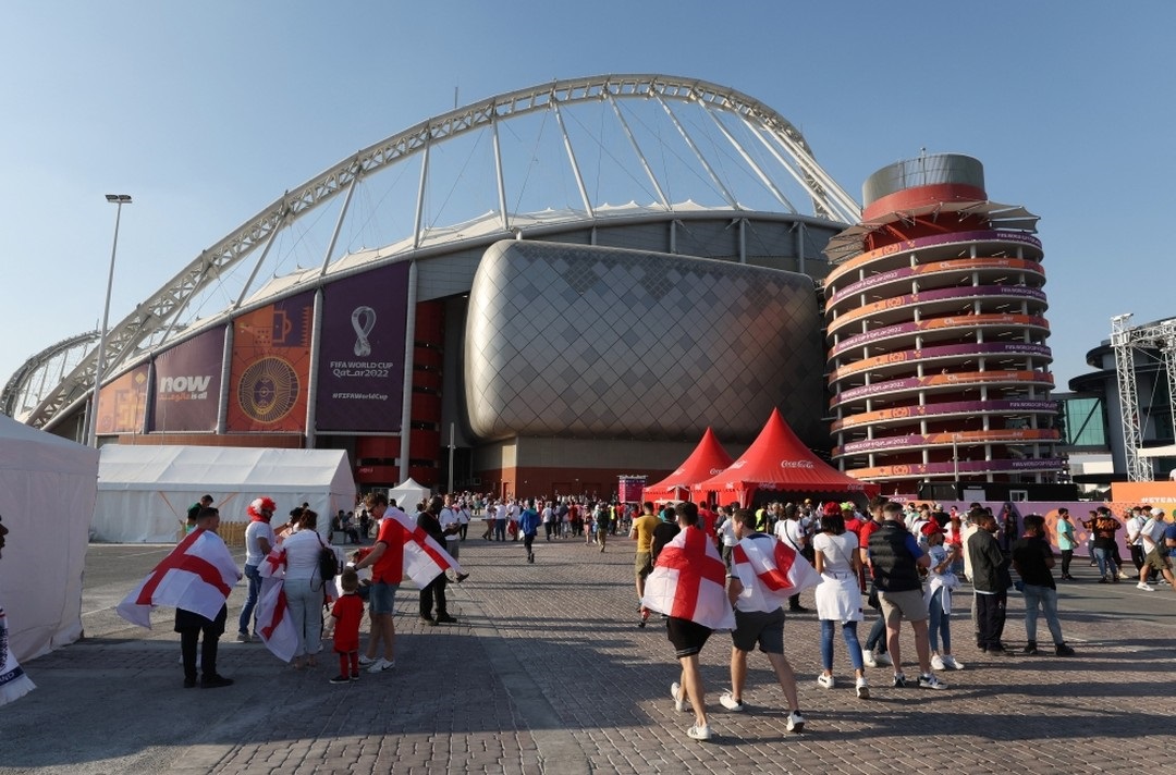 File photo of England fans heading to a match at Khalifa International Stadium in Qatar 