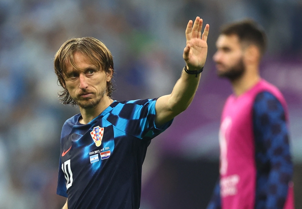 December 13, 2022 Croatia's Luka Modric waves to the fans after the match as Croatia are eliminated from the World Cup REUTERS/Carl Recine