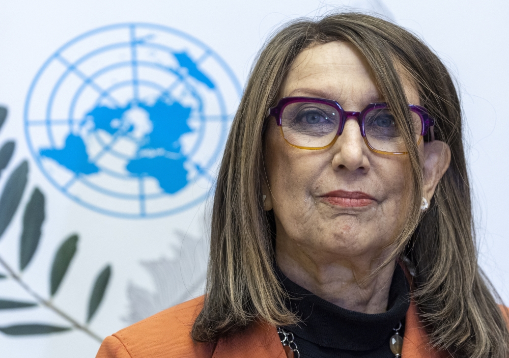 Rebeca Grynspan, Secretary-General of the United Nations Conference on Trade and Development (UNCTAD) attends a news conference and gives an update on the Black Sea Grain Initiative in Geneva, Switzerland, on December 15, 2022. REUTERS/Denis Balibouse
