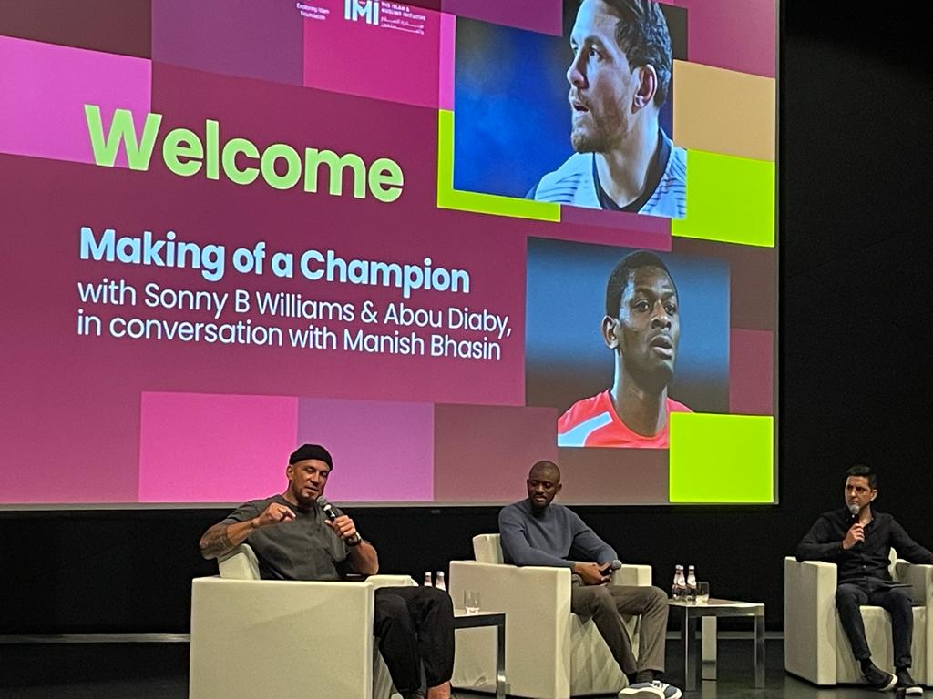 From left: Sonny Williams, Abou Diaby and Manish Bhasin during the event.