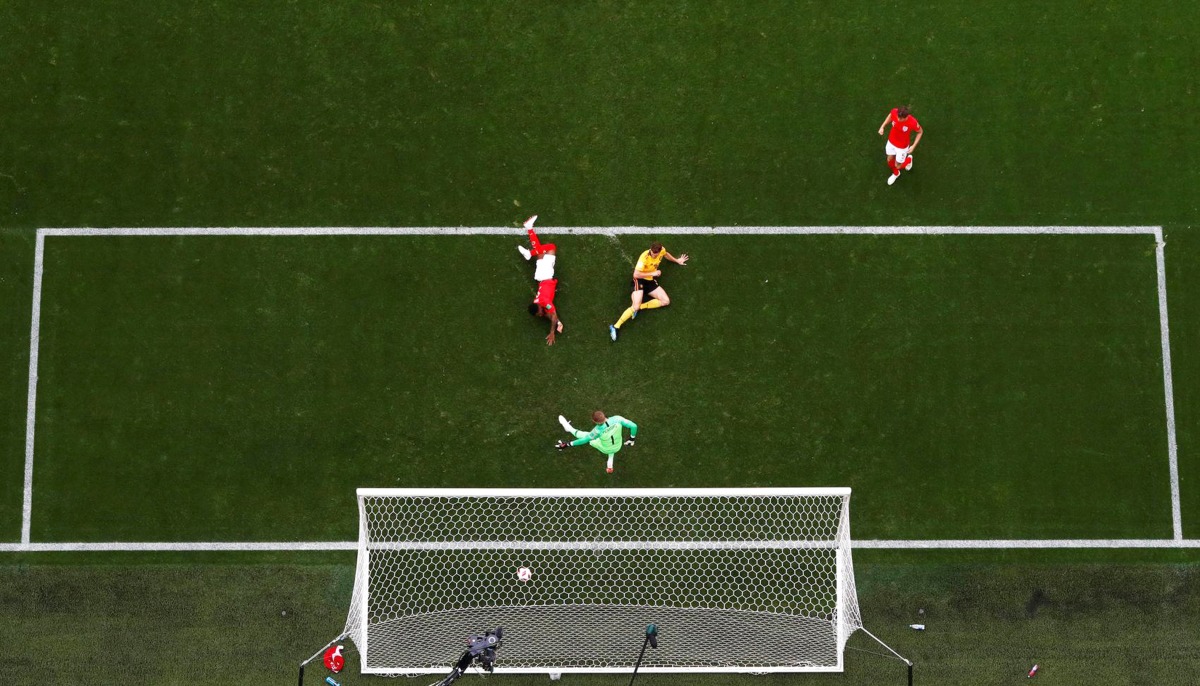 Belgium’s Thomas Meunier scores their first goal against England during the third place play-off at Russia 2018 FIFA World Cup at the Saint Petersburg Stadium in Saint Petersburg, in this July 14, 2018 file photo. Belgium won 2-0. Reuters