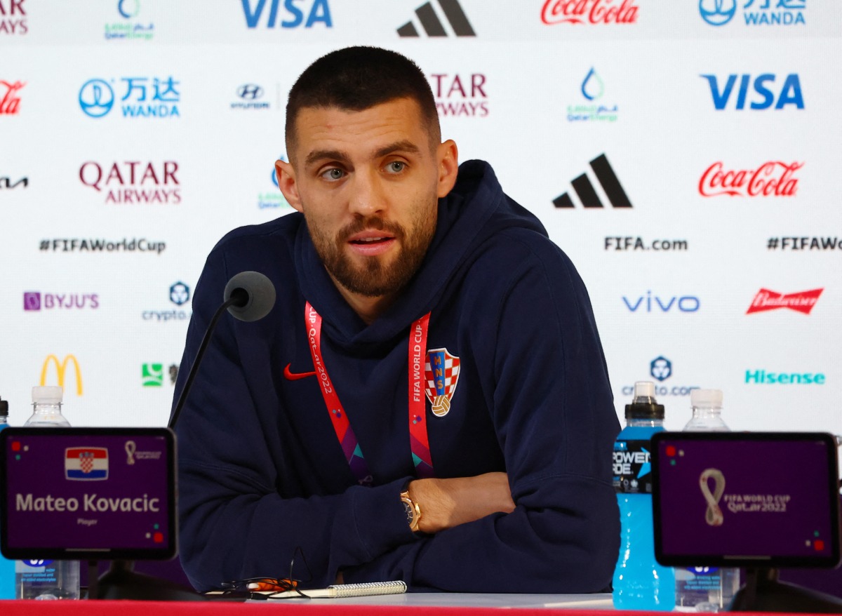 Croatia’s Mateo Kovacic during the press conference, yesterday. REUTERS 