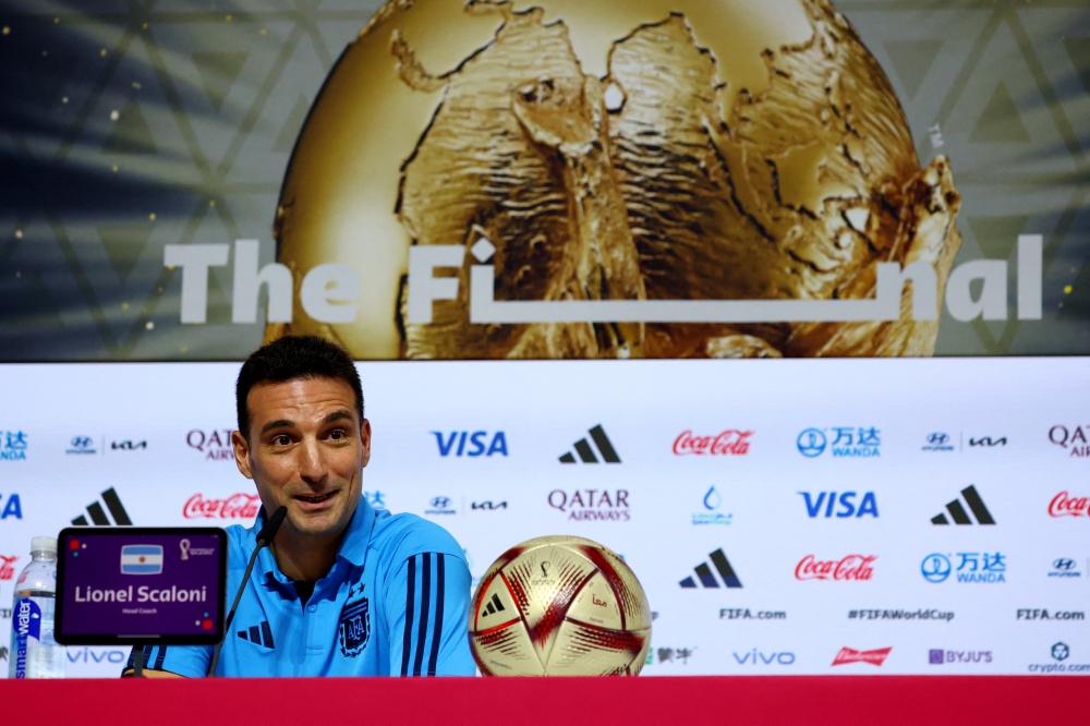 Argentina coach Lionel Scaloni addresses a FIFA World Cup Qatar 2022 press conference at the Main Media Center, Doha, Qatar, on December 17, 2022.  REUTERS/Gareth Bumstead