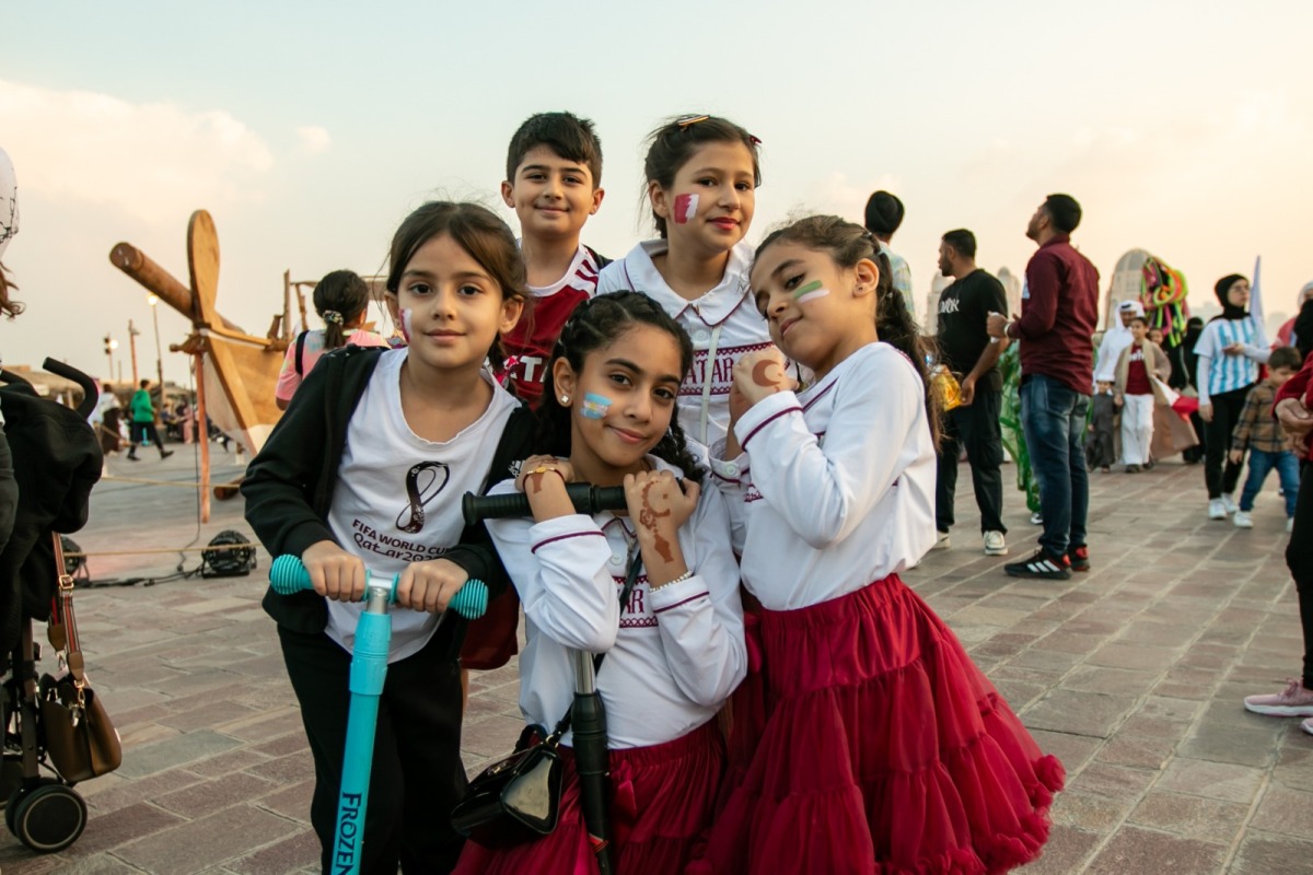 Children enjoying National Day festivities at Katara.