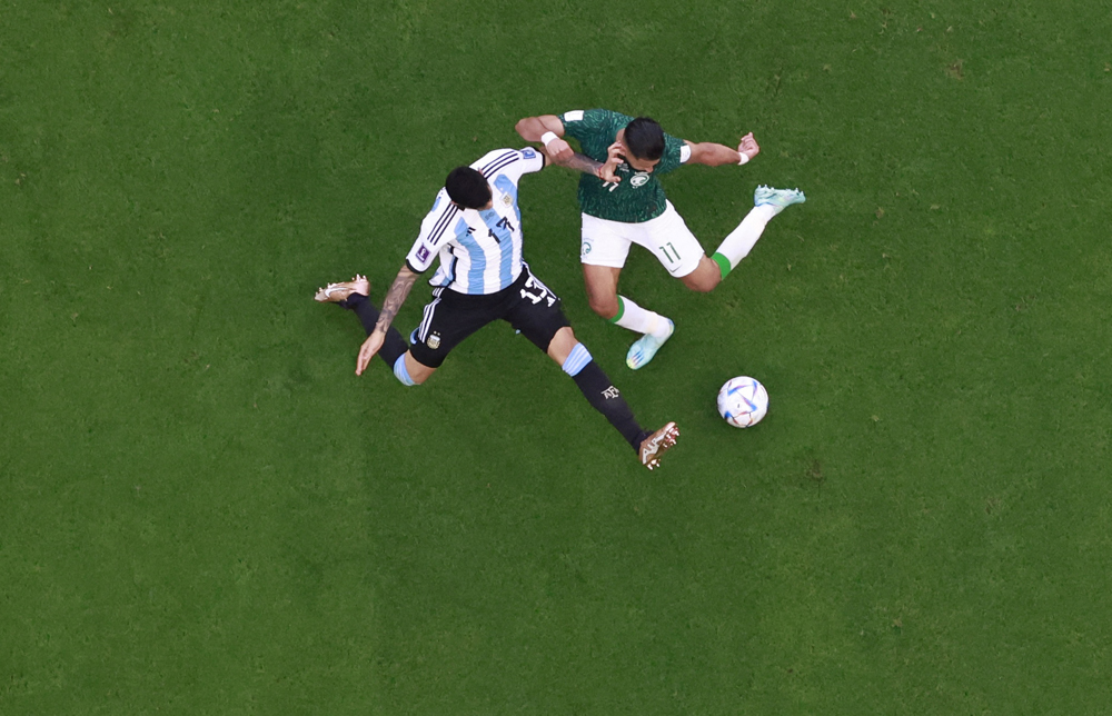 Saudi Arabia’s Saleh Al Shehri scores their first goal against Argentina. REUTERS